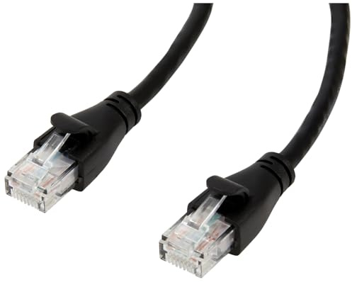 Amazon Basics RJ45 Cat-6 Ethernet Patch Internet Cable, 1Gbps Transfer Speed, Gold-Plated Connectors, 50 Foot, for PC, TV, Tablet, Router, Printer, Black