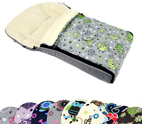 BAMBINIWELT universaler Winterfußsack (90cm oder 108cm), auch geeignet für Babyschale, Kinderwagen, Buggy, aus Wolle im Eulendesign (108cm, $11)