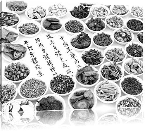 Pixxprint Chinesische Kräutermedizin, Größe: 120x80cm, Leinwandbild, fertig gespannt, Wandbild, Dekoration, Kunstdruck, kein Poster