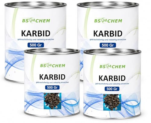 BS24CHEM 2 Kg Karbit (Kabit Kabitt karbitt Karbit Karbid Steine) nur 2,2% Staubanteil lang anhaltendes Gas (Karbid Lamp Lab Nr.6399az216)(24h Sofort - Versand DHL) (4x500gramm) (3,5Kg)