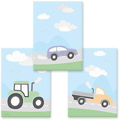 PRICARO Leinwand Fahrzeuge, 20 x 30 cm, 3er Set