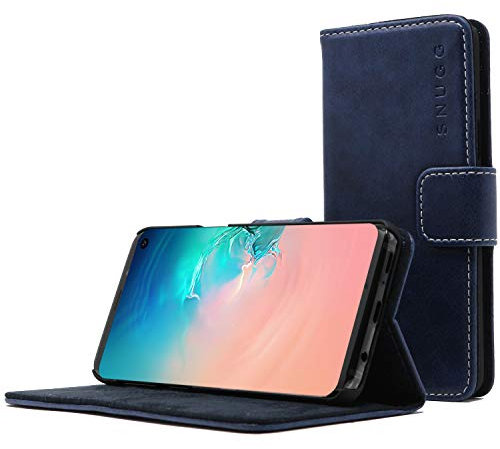 Snugg Schutzhülle für Samsung S10e – Etui aus Leder mit Kartenschlitzen und Ständer – Legacy-Kollektion, Flipcase, Handyhülle in Flussblau