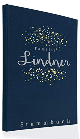 Hochzeitideal Stammbuch der Familie A4 inkl. Personalisierung Bezug Leinen Nr. 183 (Dunkelblau)