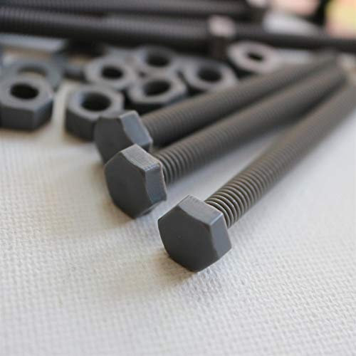 50 x PVC Vis à tête hexagonale Gris Écrous et vis en plastique PVC-U, résistants à l'oxydation et aux intempéries, robustes, en UPVC, écrous et vis en plastique, M6 x 60mm
