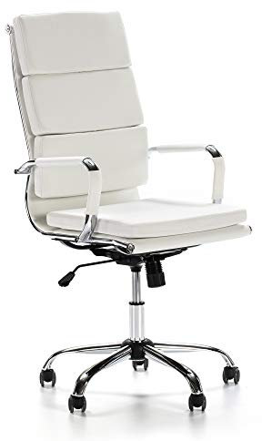 VS Venta-stock Morgan Schreibtischstuhl Weiß, Wippfunktion & Armlehne - Ergonomic, höhenverstellbar