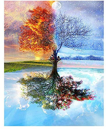 BALIWANLSY Jigsaw 1000 Pezzi Puzzle di 1000 Pezzi in Legno, Scenario di Alberi di Quattro Stagioni, Collection Puzzle
