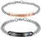 NEHZUS Edelstahl Armbänder mit benutzerdefinierten Gravur, Schmuck Geschenk für Paar, Link Armband für Sie und Ihn (Roségold & Schwarz)