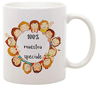 t-shirteria - Tazza Maestra Ideale per Regalo di Fine Anno e Scuola - Ceramica Eco-Friendly con Dedica per Insegnanti (100% Maestra Speciale)