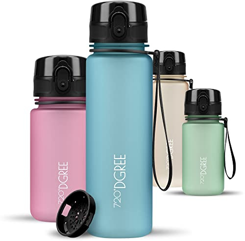 720°DGREE Trinkflasche ”uberBottle” – BPA-Frei, 6 Größen, über 40 Farben | Leichte Premium Tritan Sportflasche mit Sieb - Wasserflasche für Sport, Kinder, Schule, Fahrrad, Büro, Uni, Outdoor, Alltag
