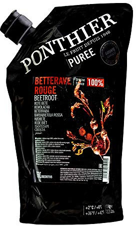 Food-United ROTE BETE Gemüse-Püree von Ponthier 4x 1KG für gesunde Gerichte wie Smoothie-Saft Vegane-Saucen-Auflauf Füllungen Eintöpfe aus ausgewähltem Gemüse