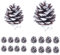 Natural Pinecones Christmas Decoration, 18 Pcs Snow Pine Cones with String - Rustic Pinecone Christmas Tree Hanging Ornament for Home Xmas Tree Wreath Garlands (B)