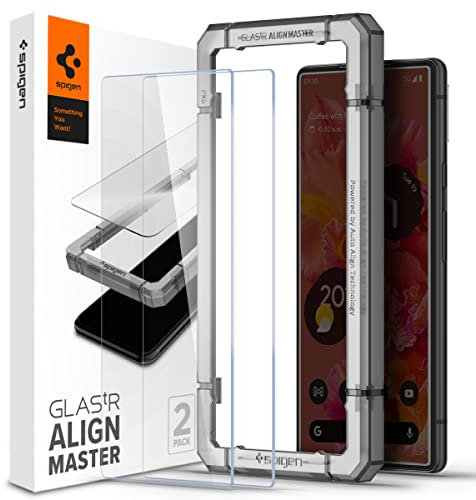 Spigen AlignMaster Schutzfolie kompatibel mit Google Pixel 6, 2 Stück, Kratzfest, Kristallklar, 9H Härte Folie