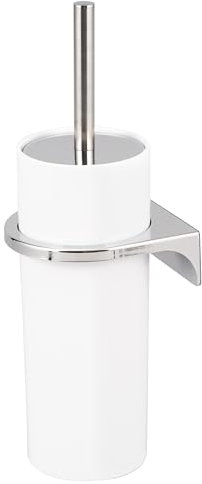 bremermann Garniture WC Ronde Savona y Compris Support Mural à Coller ou à percer & 1 tête de Brosse de Rechange - en Plastique (Blanc)
