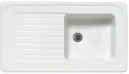 Fregadero empotrado de cerámica mod. C280 con 1 bandeja 90 x 50 blanco
