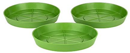 Hum Flowerpots Pack of 3 Saucers, Sturdy Drip Trays, Choice of Size and Colour, for Outdoor/Indoor Plant Pots - 19cm Green