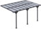 Outsunny Pergola Addossata da Giardino 4.4x3m, Gazebo Pergola per Esterni in Policarbonato e Alluminio, Installazione Regolabile, Grigio