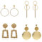 Juego 4 Pares Pendientes Múltiples Surtidos Para Mujer, Aros Acrílicos Ligeros Aretes de Gota con para Mujer Aretes Colgantes Geométricos Rectangulares Dorados Aretes de Aro