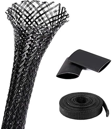 25ft - 3/8 Inch Cable Management Sleeve Protector,Wire Loom PET Expandable Wire Sleeving for Office TV Computer Home Theater Engine Bay Cord Organizer,Protect Cables from Pet Cat Dog Chewing,Black