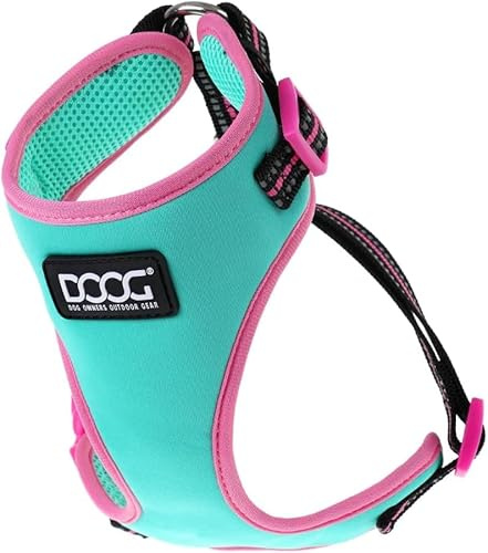 DOOG – Neoflex Hunde-Softgeschirr RIN TIN TIN (Neon) – Schnelltrocknend, wasserfreundlich und verstellbar für optimalen Sitz – Ideal für Strandspaziergänge und aktive Hunde im Freien – Extra klein
