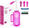 Nasendusche Set, Nasenspülkanne zur Nasenreinigung und Nasenspülung，BPA-frei, 300 ml, mit 30 Nasenwasch-Salzpaketen und Aufkleberthermometer(Rosa)