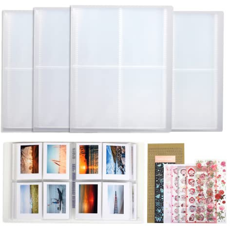 eTone Mini Fotoalbum für Fotokarten Kpop 4 Stück 160 Taschen Photoalbum Selbstgestalten Durchsichtig für 2x3 Zoll Bild Fujifilm Instax Mini 11 7s 8 8+ 9 25 50s 70 90(Blanko-Abdeckung)