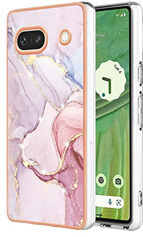 Wuhaizher Google Pixel 7A Case - Marble, Soft Gel Silicone TPU Bumper Cover - Shockproof & Anti-Scratch - Rose Gold