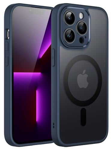 JETech Magnetic Case for iPhone 13 Pro 6.1-Inch, Compatible with MagSafe, Translucent Matte Back Camera Lens Full Protection Slim Shockproof Phone Cover (Navy)