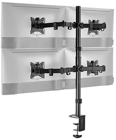 Spacetronik - Monitor-Halterung - Halterung für Vier Monitore - Bildschirm-Halterung verstellbar Links-rechts, Oben-unten - Diagonale 17 bis 32 Zoll - Höhenverstellbare Monitorerhöhung - VESA 75/100