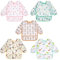 Vicloon Baby Lätzchen mit Lange Ärmeln,5PCS Ärmellätzchen Wasserdicht,Baby Bibs Set, Unisex Lätzchen Set für Essen Kunst Handwerk Malerei Bemalen Spielen für 6-24 Monaten