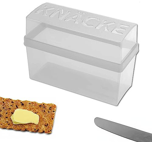 WESTCRAFT 1er | 2er | 4er Knäckebrot Box Set, für z.B. Sauerteig, Roggen Crisp Knäcke | finnisches, schwedisches Knäcke Brot in Scheiben | Aufbewahrung | kleine Mini Brotbox 20 x 14 x 9 cm Weiß
