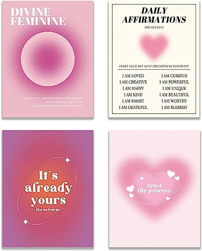Enthusiasm Set mit 4 täglichen Affirmations Poster-Drucken für Schlafzimmer, Wohnheim, Dekoration (40 x 60 cm)