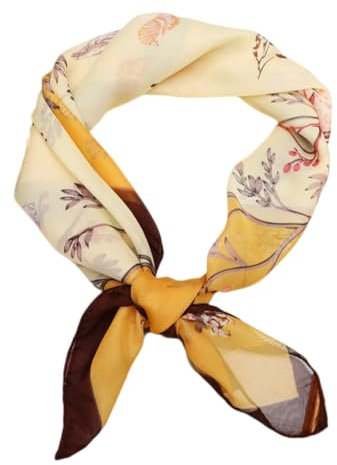 FAIRYGATE Kopftuch Chiffon Schal Damen Seidenschal Blume Eleganter Bunter Luxus Leichtes Muster Design Farbverlauf Satin Cashew Quadratischer DA2609