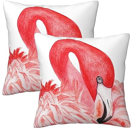Flamingo-Kissenbezüge, weich, quadratisch, für Sofa, Couch, Heimdekoration, 45,7 x 45,7 cm, 2 Stück