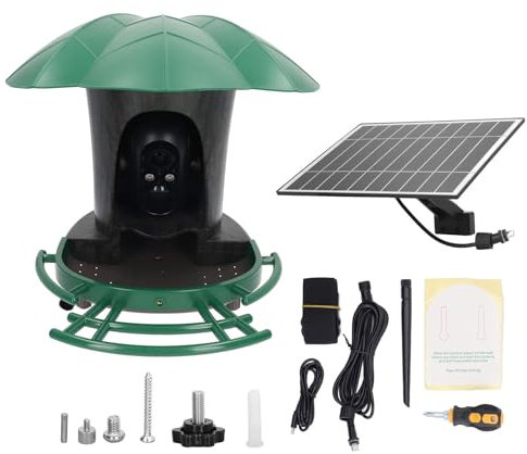 Intelligentes Vogelfutterhaus Mit Kamera, Solarbetrieben Für Den Außenbereich, Wiederaufladbar, Wasserdicht, 4G, 2 MP, HD-Vogelfütterung, Ai-Erkennung Für Fütterung Und Aufzeichnung Im Freien