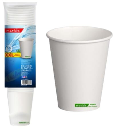 SOLEPLASTIC Bicchieri Carta Bianchi 300 Ml Bicchieri Di Carta 100% Biodegradabile Take Away (50)