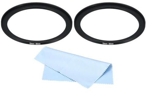 PATIKIL 72mm-82mm Metall Step-Up-Ring mit Reinigungstuch, 2er Pack Kamera-Objektivadapterring Aluminium-Filteradapterring für Kameraobjektive, Schwarz