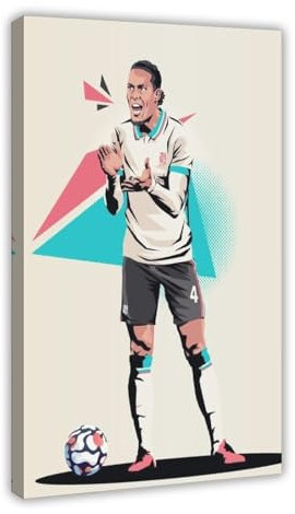 Virgil Van Dijk Poster Fußball Fußball Poster 12 Leinwand Poster Schlafzimmer Dekor Sport Landschaft Büro Zimmer Dekor Geschenk Rahmenstil 50 x 75 cm