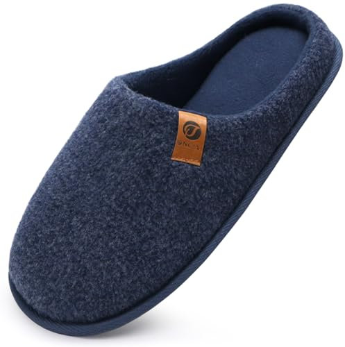 ONCAI Hombre Zapatillas de Fieltro para Invierno Pantuflas con Espuma Viscoelástica Cálidas y Suela Goma Antideslizante Negro Talla 40 Oscuro Azul Talla 48