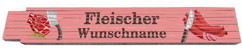 2m Zollstock - Fleischer - mit Wunschname - Text - Spruch - individuell personalisiert - Glieder-Maßstab - Meterstab bedruckt - für Männer Opa Papa Vatertag Wunschtext Weihnachten Baustelle