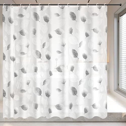 Rideau de Douche 180 X 200 cm, Rideau Douche Lavable PEVA, Rideau Baignoire avec 12 Anneaux, Imperméable Anti-Bactérien Rideau Douche Anti Moisissure pour Douches, Baignoires et Salles de Bains, Blanc
