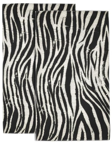 Wotinsi Handtücher, 2 Stück, Vintage, Schwarz, Zebra-Handtücher für Badezimmer, weich, saugfähig, dekorative Handtücher, Geschirrtücher für Küche, Sport, Fitnessstudio, Yoga, Heimdekoration, 35,6 x