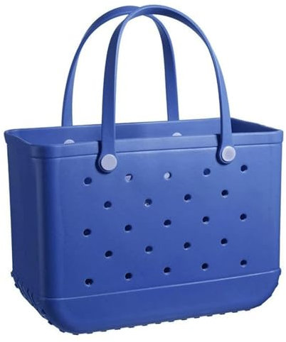 Tuxxjzm Damen Tragetasche, leicht, Strandtasche, Gummi-Tragetasche, EVA-Strandtasche, groß, waschbar, Gummi-Reisehandtaschen für Fitnessstudio, Pool, reines Blau, Refer to