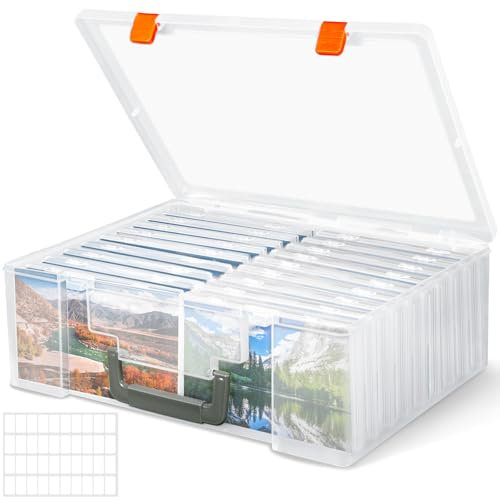 ZPQAODI Scatola Portafoto, 18 Fermagli Interni Per Foto Scatola Portafoto In Plastica Scatola Portafoto Trasparente Con Adesivi Per Semi, Cartoline Artigianali, Contenitore Portafoto Per Francobolli