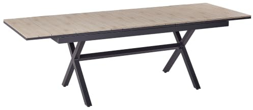 Beliani Gartentisch ausziehbar Aluminium/Kunstholz grau 8-Sitzer 184/242 x 90 cm Fanes