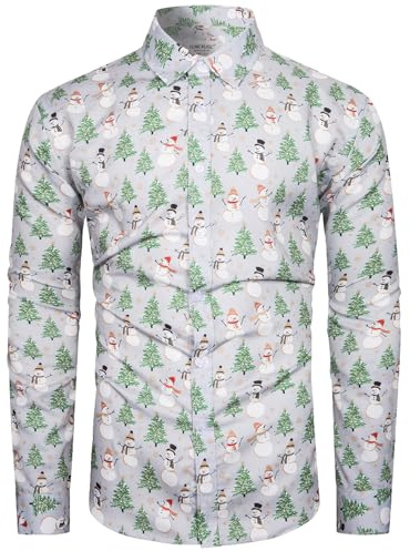 TUNEVUSE Weihnachtshemd Herren Ugly Christmas Hemden Männer Langarm Für Weihnachtshemd Slim Fit Hemd Weihnachten Lustig