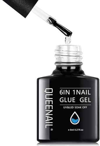 6 in 1 Nail Glue 6ml,UV Nails Glue Base Coat,Long Lasting Extra Strong Nail Building Extension