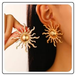 Wendalern Vintage Sonne Ohrringe Große Sunburst Ohrstecker Gold Sonnenblume Aussage Ohrringe Übertrieben Geometrischen Sonnenstrahl Ohrschmuck Hochzeit Prom Schmuck Für Frauen