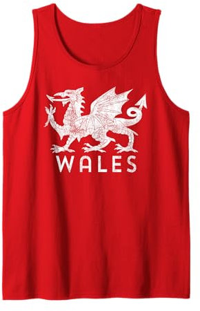 Distressed Rugby Welsh Tee Cymru Flag of Wales Tank Top