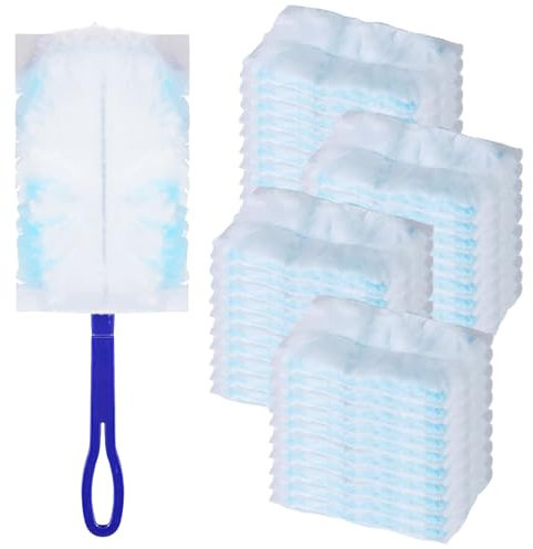 NLONLL 40 Piezas Recambios para Plumero de Polvo con 1 Mango Recarga De Plumero Manual Plumero de Limpieza Paño de Microfibra para Recambio de Plumero para la Sala de Estar, Cocina, Oficina