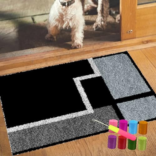 Knüpfteppich Zum Selber knüpfen, Knüpfsets Latch Hook Kit Selbst Knüpfen Set für Kinder und Erwachsene, Kreuzstich Stickerei DIY Set, Knüpfhaken Teppich Handarbeit Teppich Making Kits 38 x 52 cm